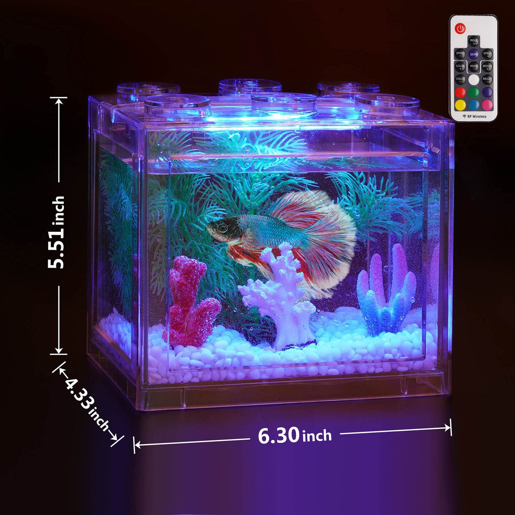 0.6 Gallon Betta Fish Tank Aquarium Kit with LED Lighting D53130