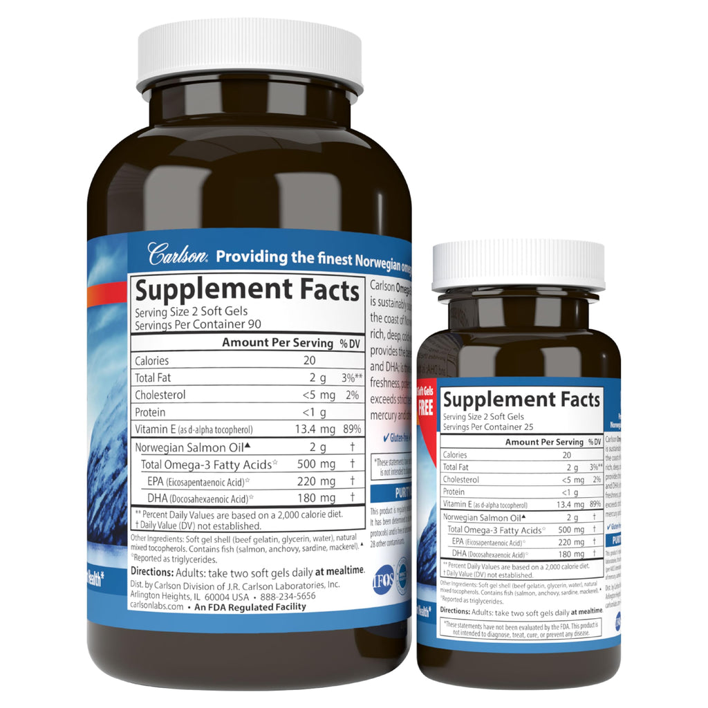 Salmon Oil 500 mg Omega-3s 180 + 50 Softgels J3061