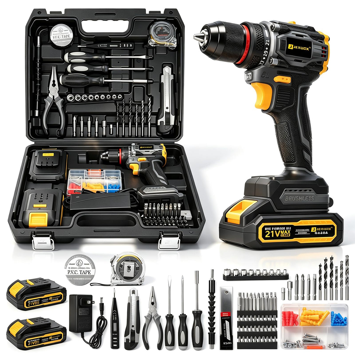 Cordless Drill Set 21V Brushless with 2 x 2.0Ah Battery G5586