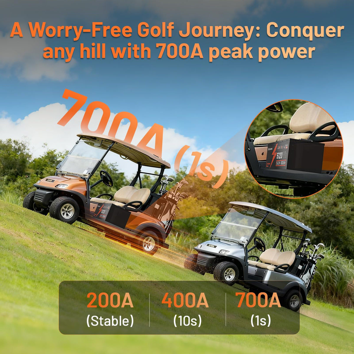 48V 100Ah LiFePO4 Golf Cart Battery T409