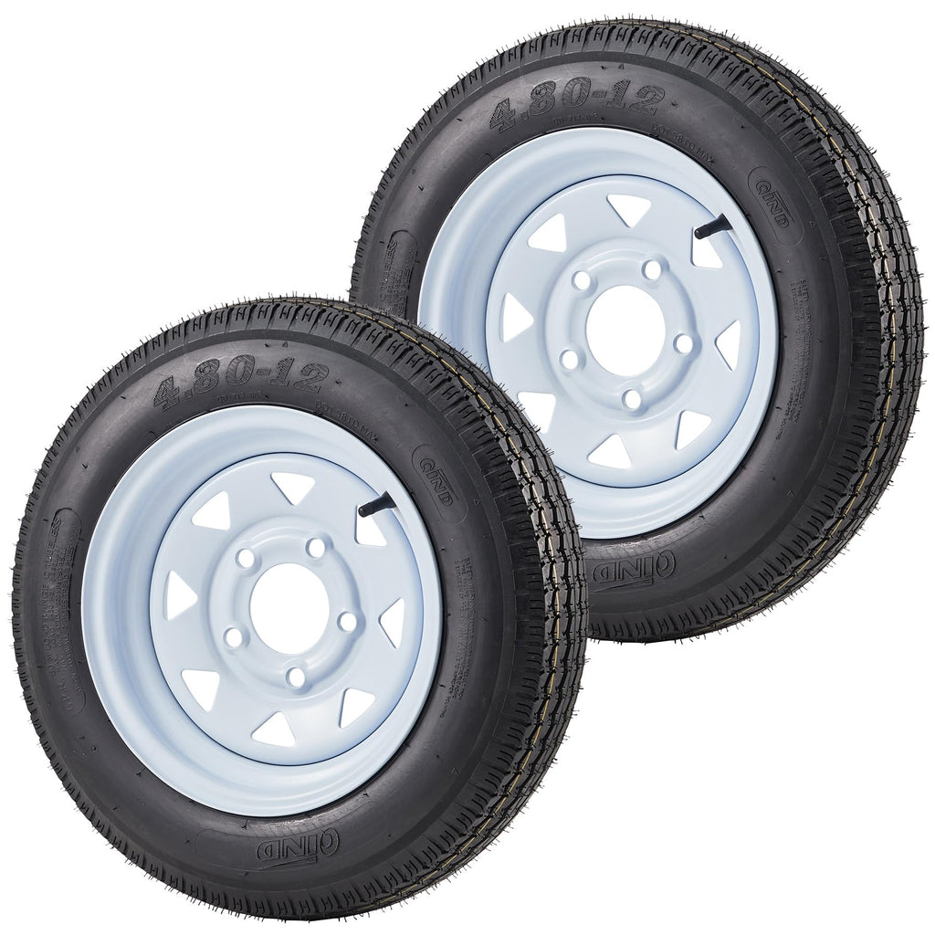 2 Pack 4.80-12 Trailer Tires with 12 inch Rims I270729