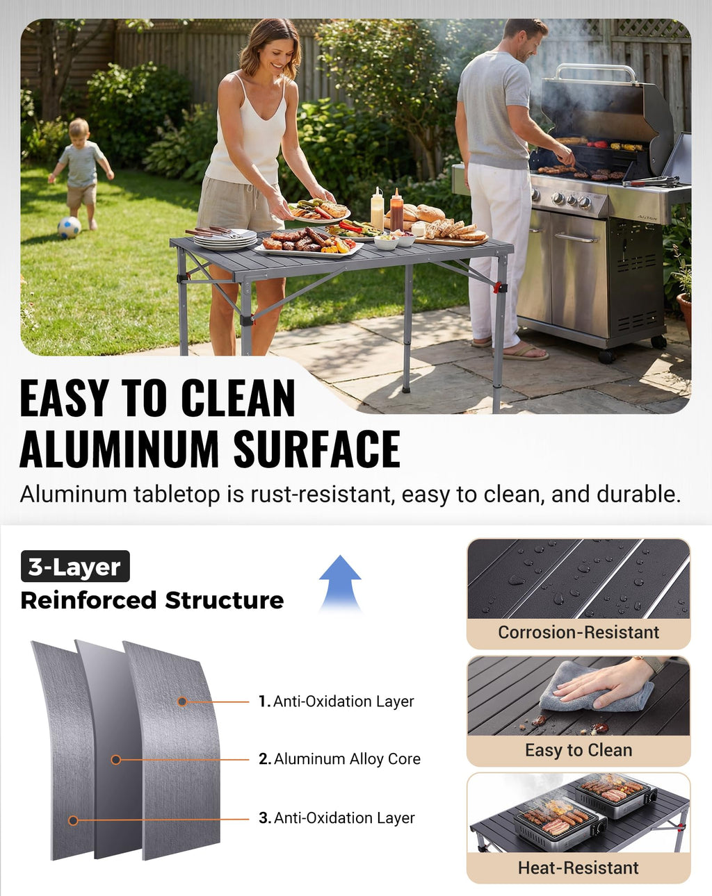 Adjustable Aluminum Camping Table W779785