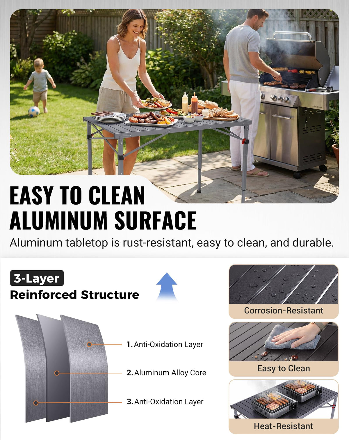 Adjustable Aluminum Camping Table W779785