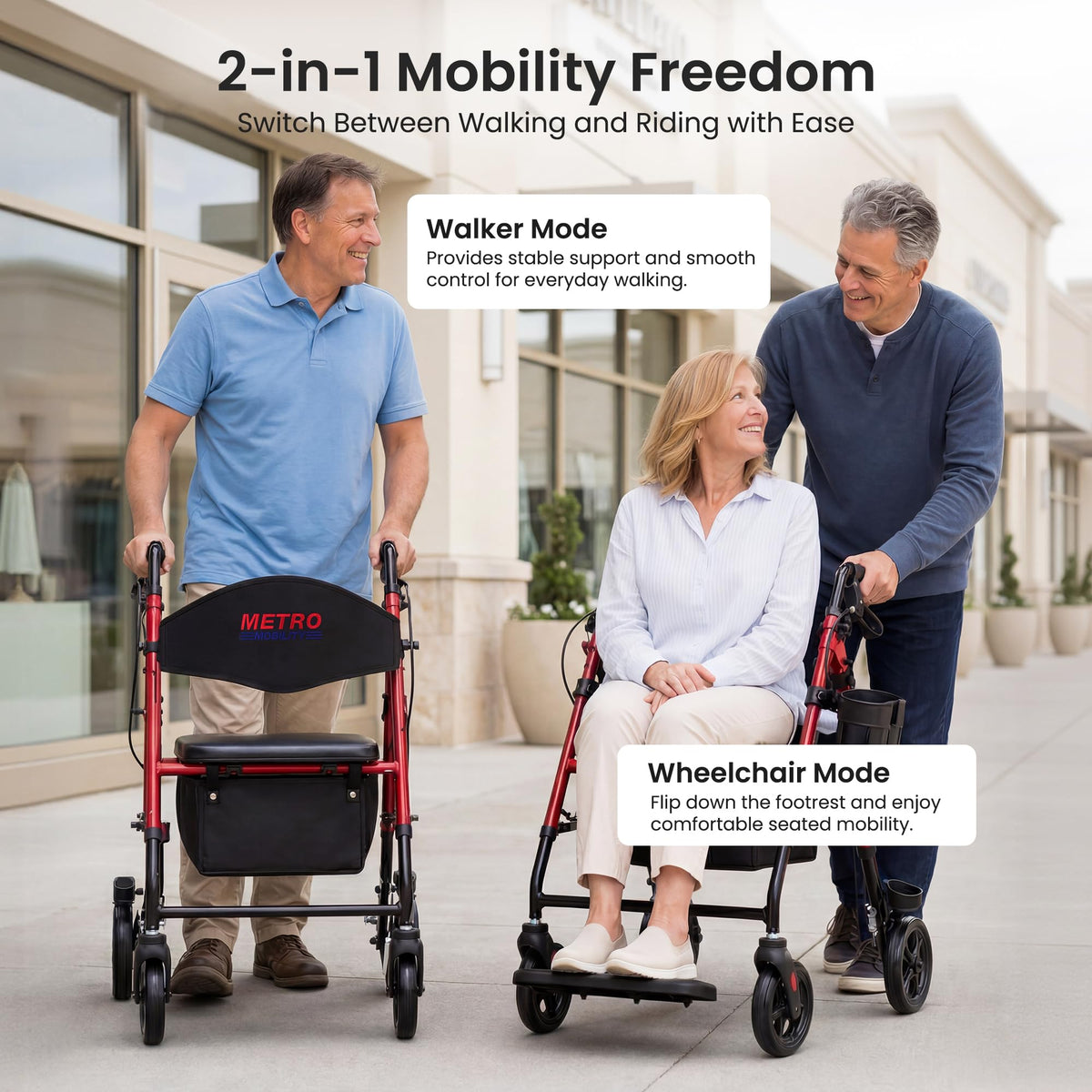 Aluminum 2-in-1 Rollator Walker with Seat G18420