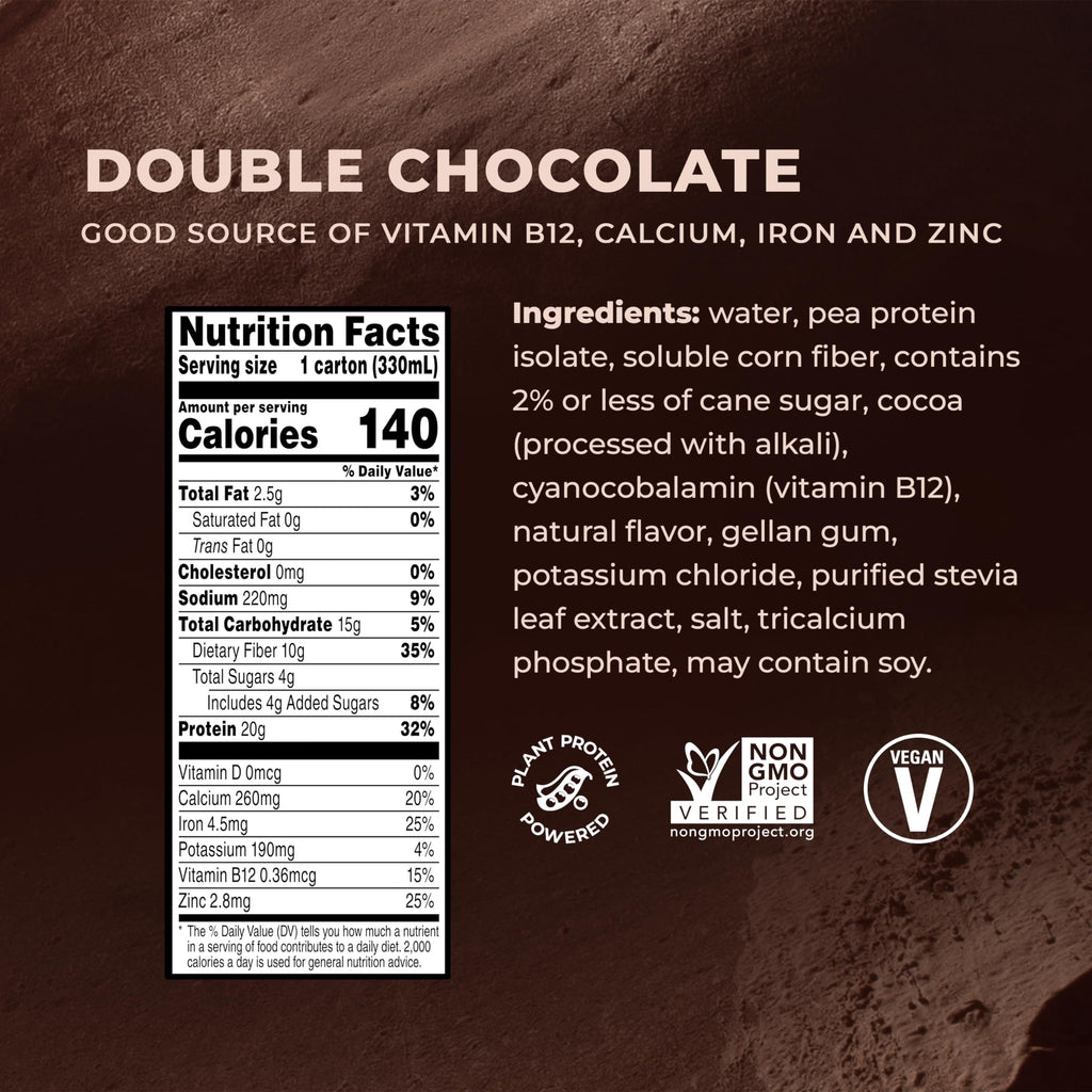 Double Chocolate Vegan Protein Shake 11 Fl Oz Pack of 12 N838561