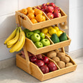 3-Tier Bamboo Fruit Basket with 2 Banana Holders D48761