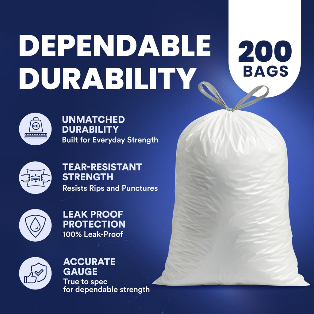 4-6 Gallon White Drawstring Bags S822880