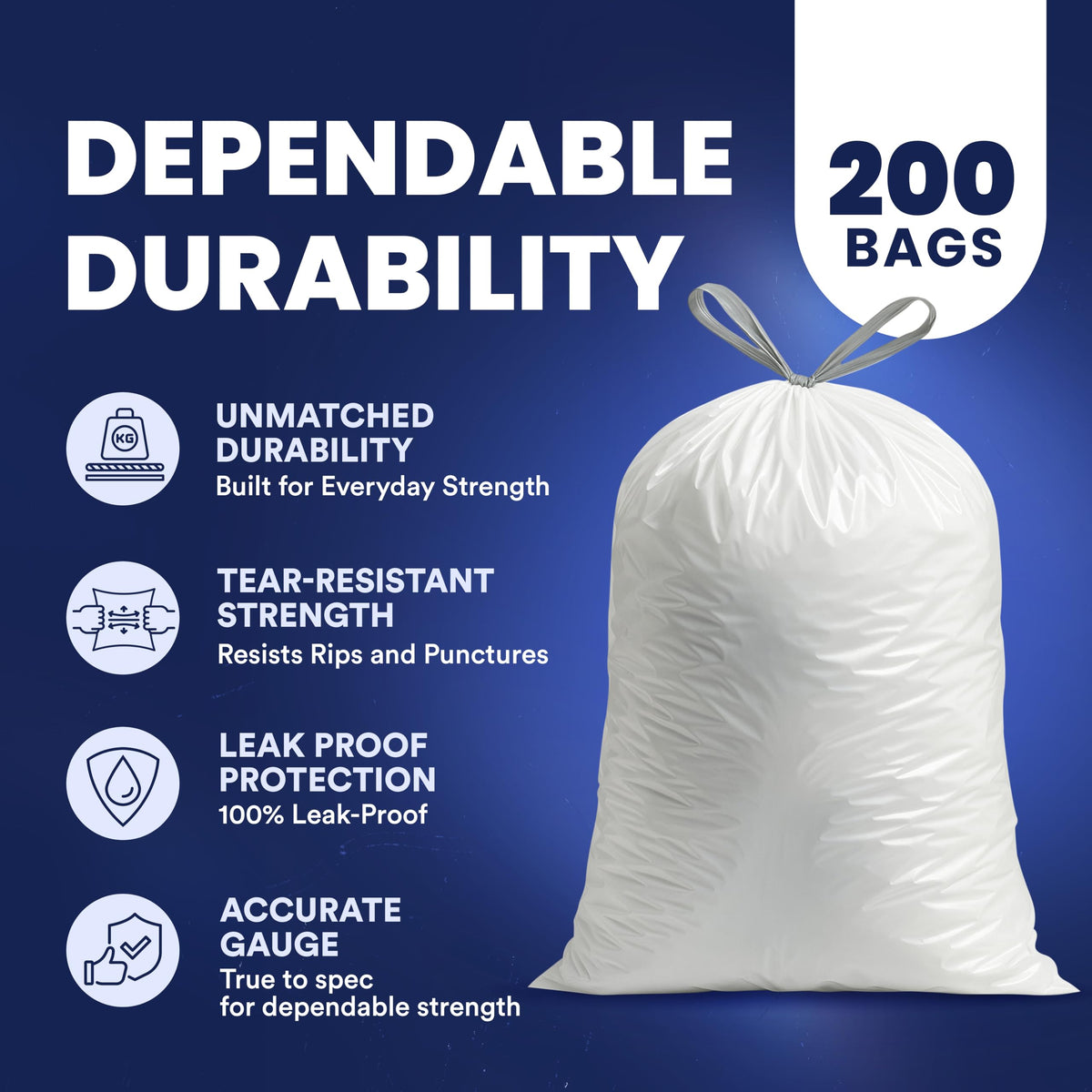 4-6 Gallon White Drawstring Bags S822880