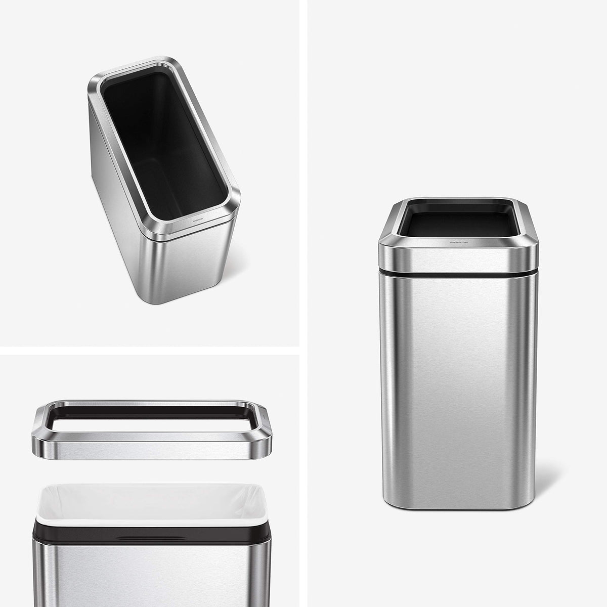 25L Brushed Stainless Steel Slim Open Trash Can K472660