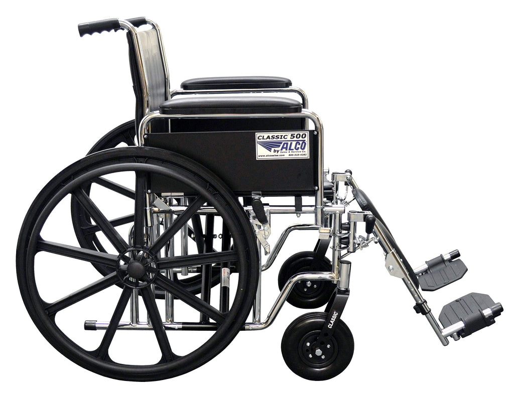 22" Heavy Duty Chrome Wheelchair with Removable Full Arms D718