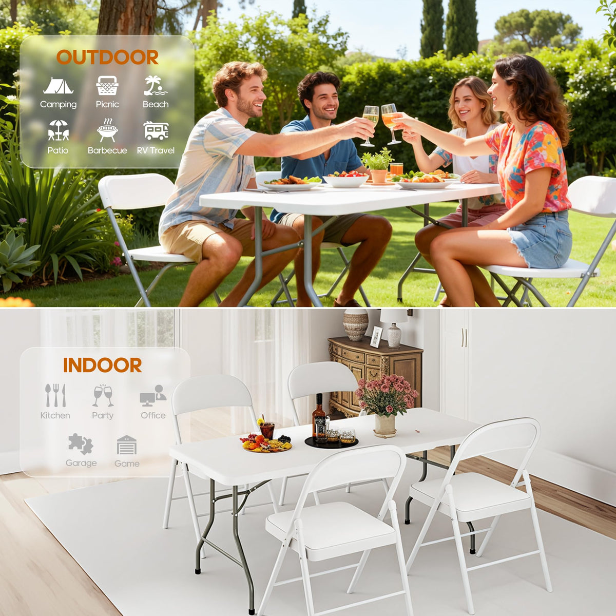 6ft Heavy Duty Folding Table White P71277