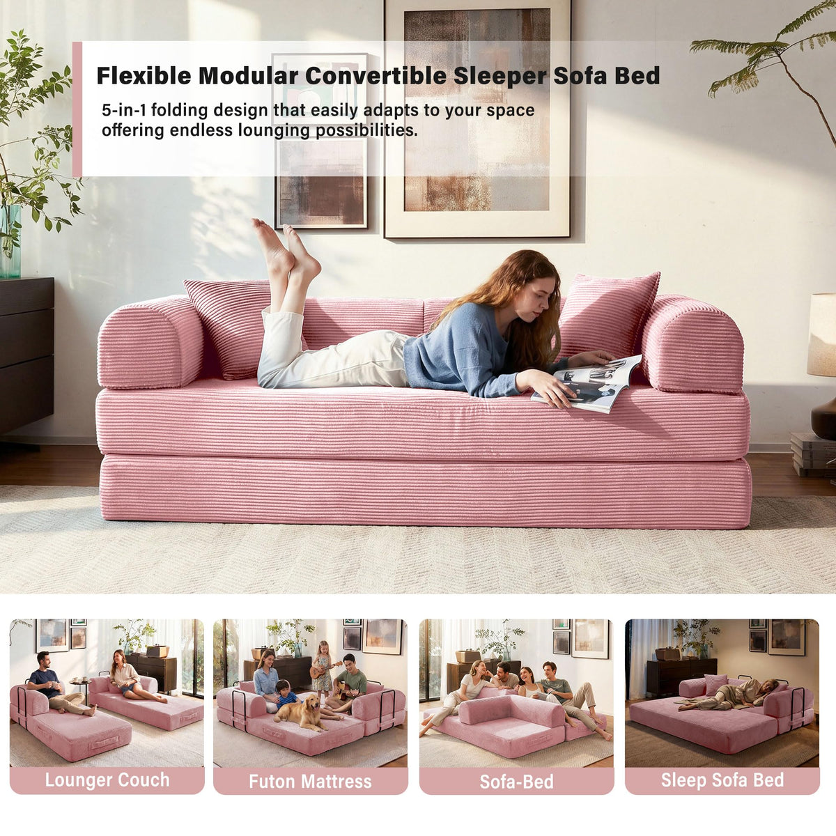79" Convertible Sofa Bed Sleeper Futon Couch D92650