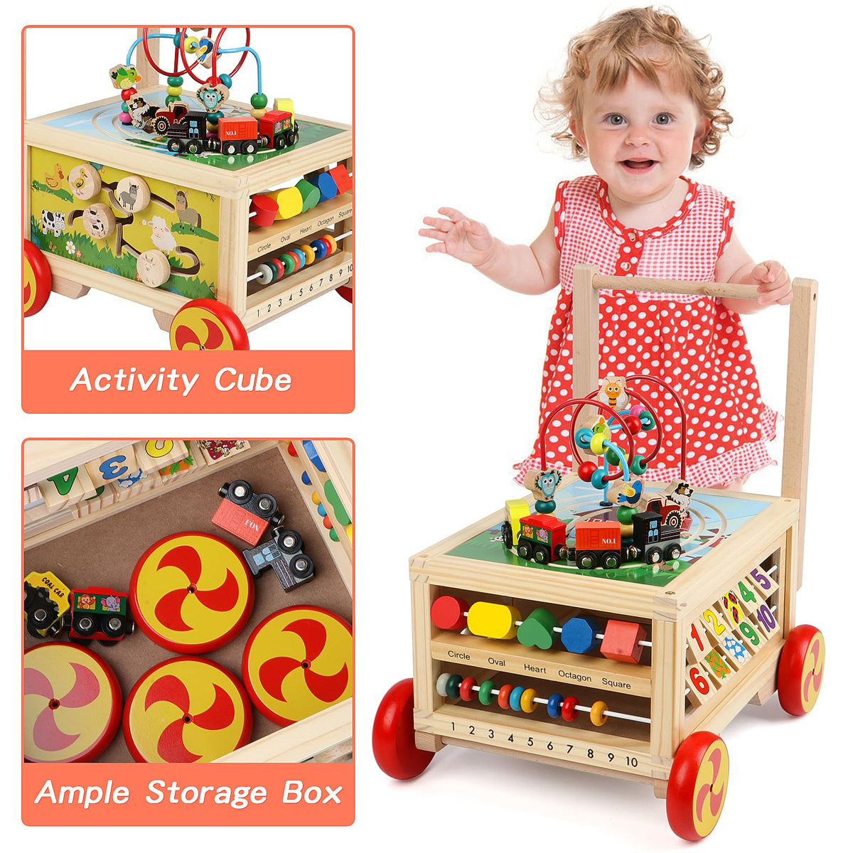 Wooden 7-in-1 Activity Cube E5885
