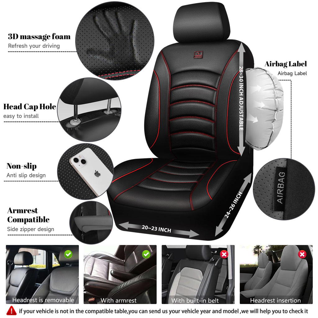 3D Foam PU Leather Car Seat Covers Full Set C57020