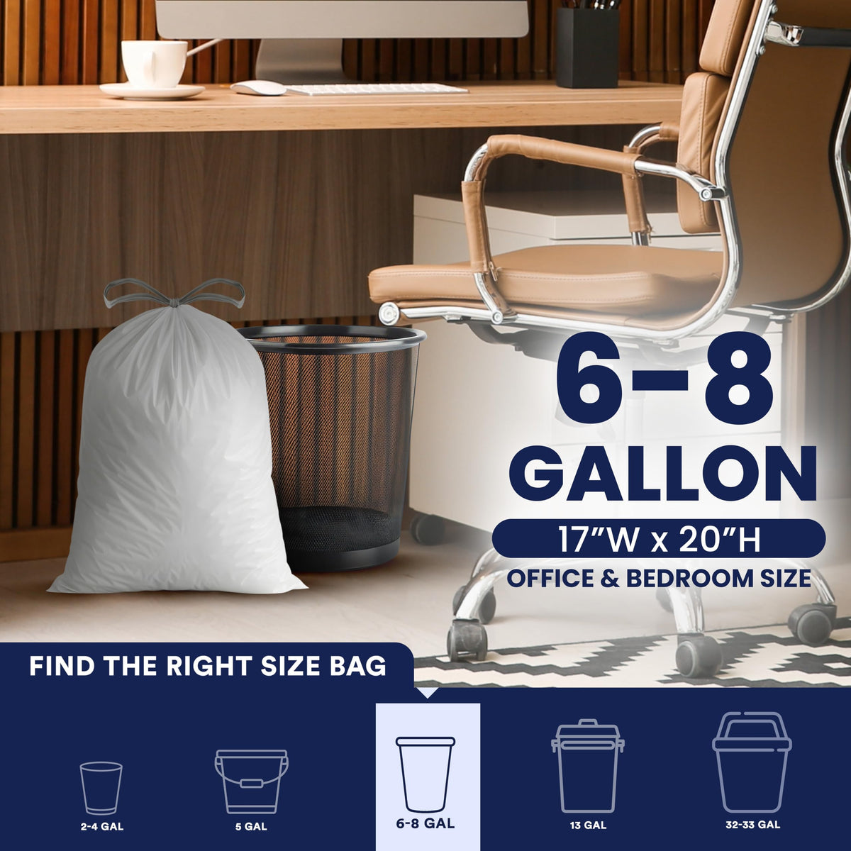 4-6 Gallon White Drawstring Bags S822880