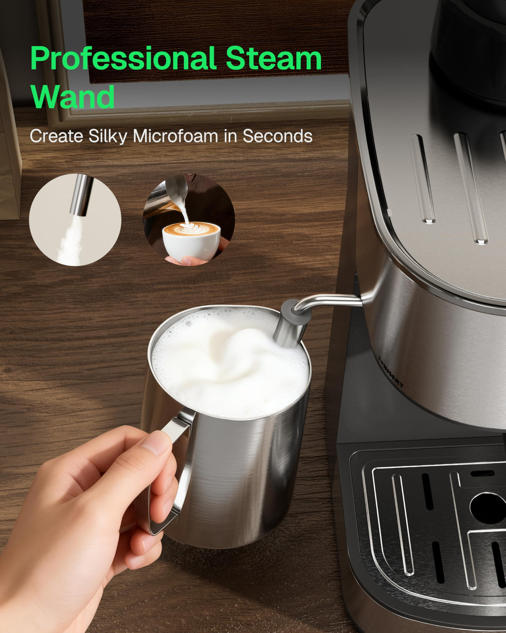 3.5Bar Stainless Steel Espresso Machine with Milk Frother E970179