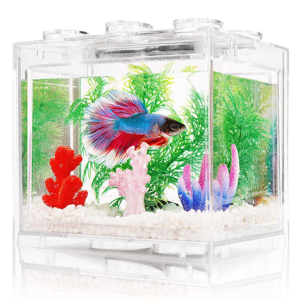 0.6 Gallon Betta Fish Tank Aquarium Kit with LED Lighting D53130