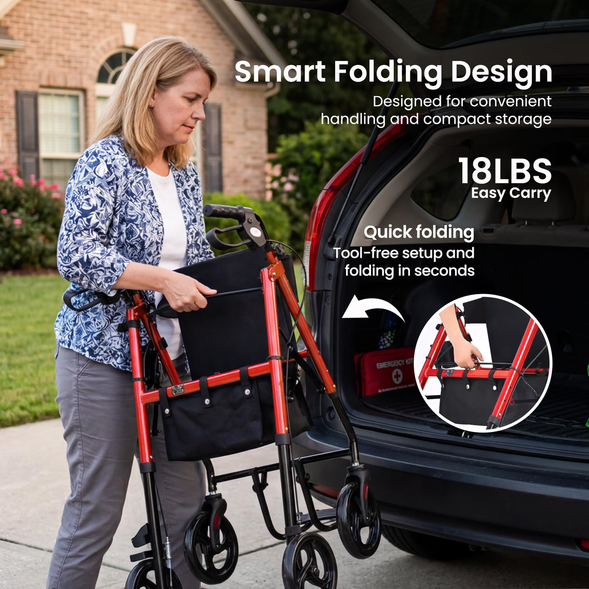 Aluminum 2-in-1 Rollator Walker with Seat G18420
