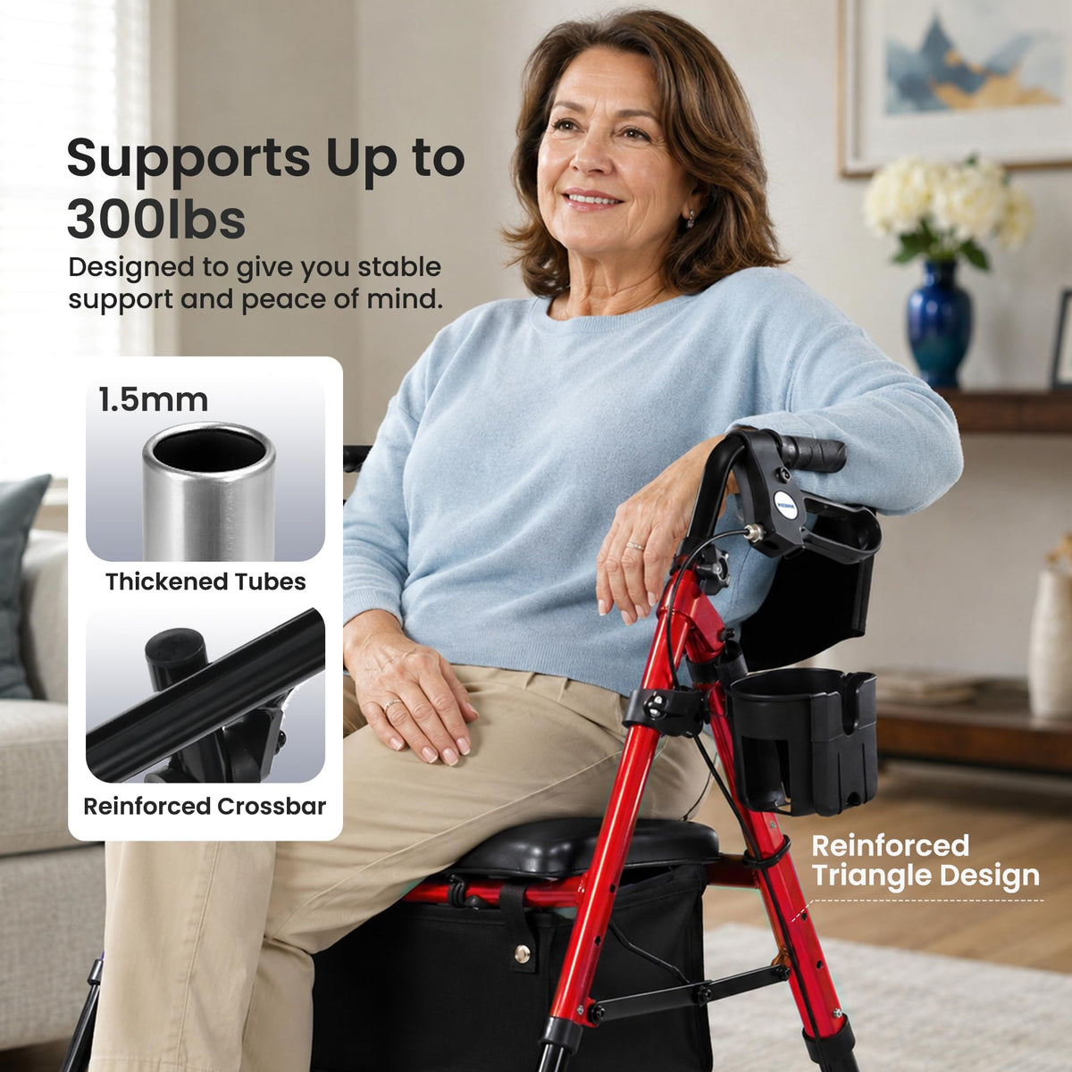 Aluminum 2-in-1 Rollator Walker with Seat G18420