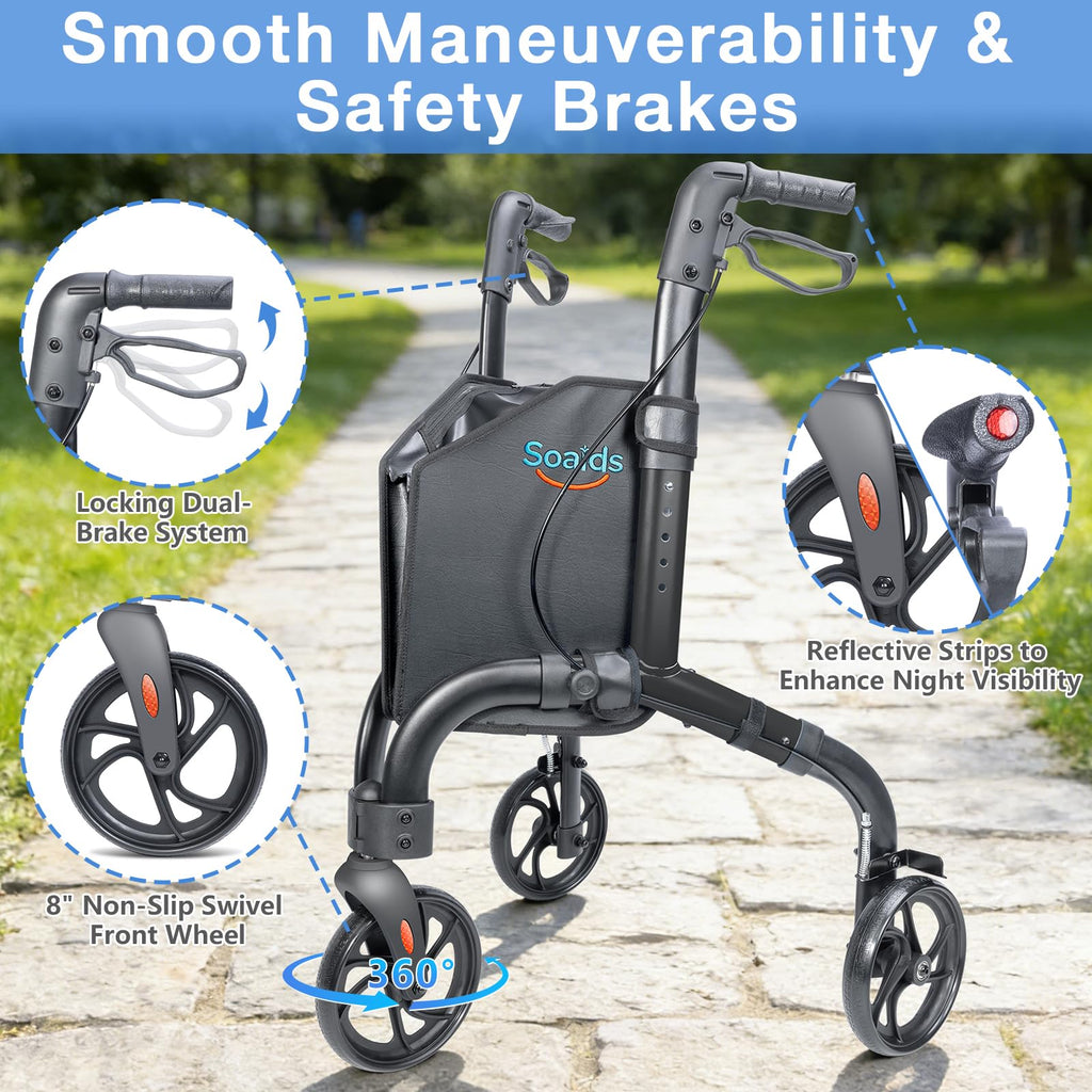 Lightweight Foldable 3 Wheel Walker D9568