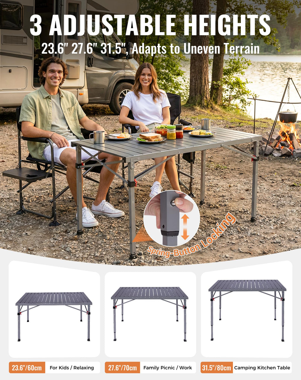 Adjustable Aluminum Camping Table W779785