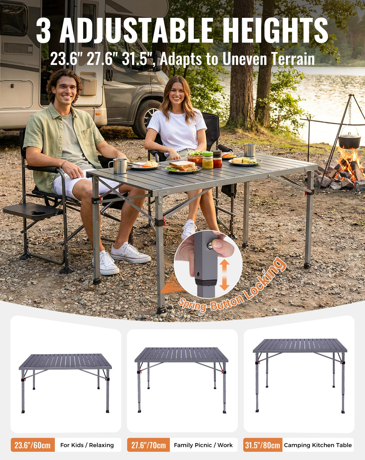 Adjustable Aluminum Camping Table W779785