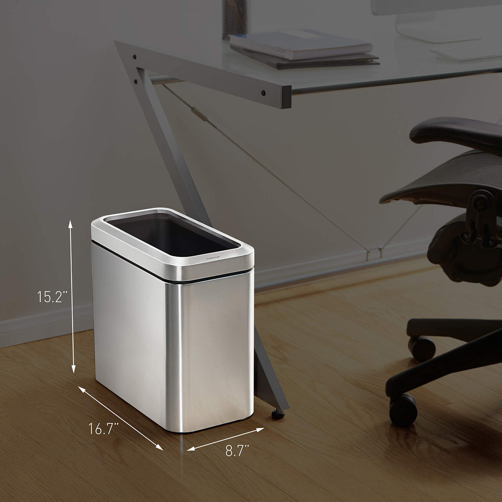 25L Brushed Stainless Steel Slim Open Trash Can K472660
