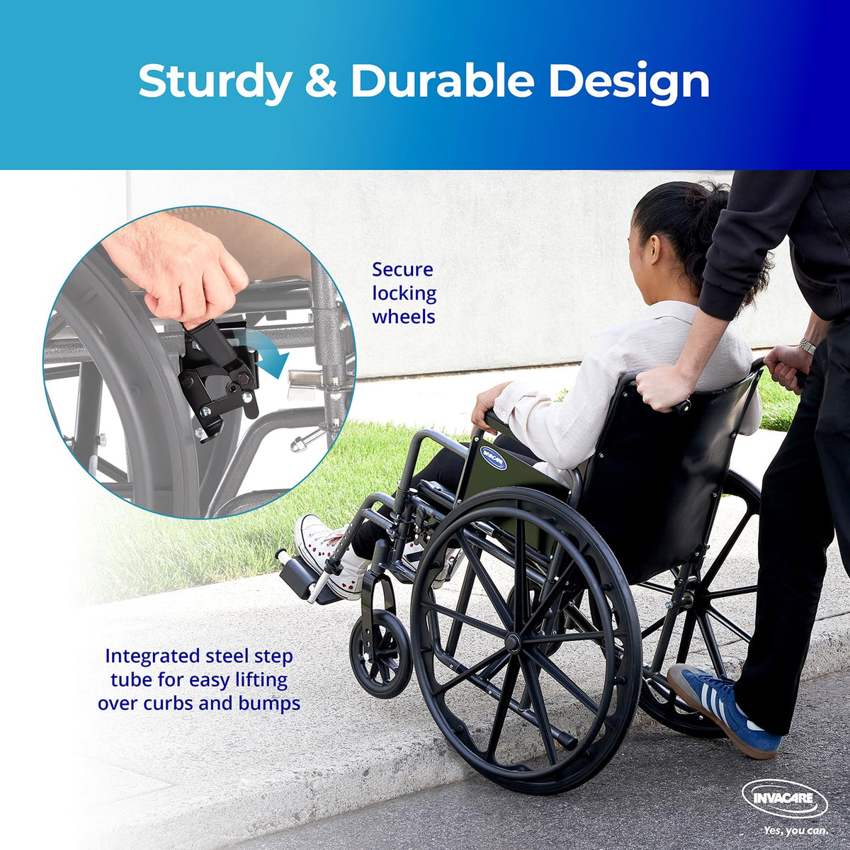 Portable Folding Lightweight Manual Wheelchair 18 Inch Seat B4091