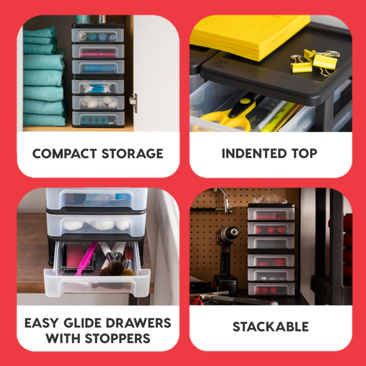 Black 3-Drawer Plastic Desktop Organizer S847097
