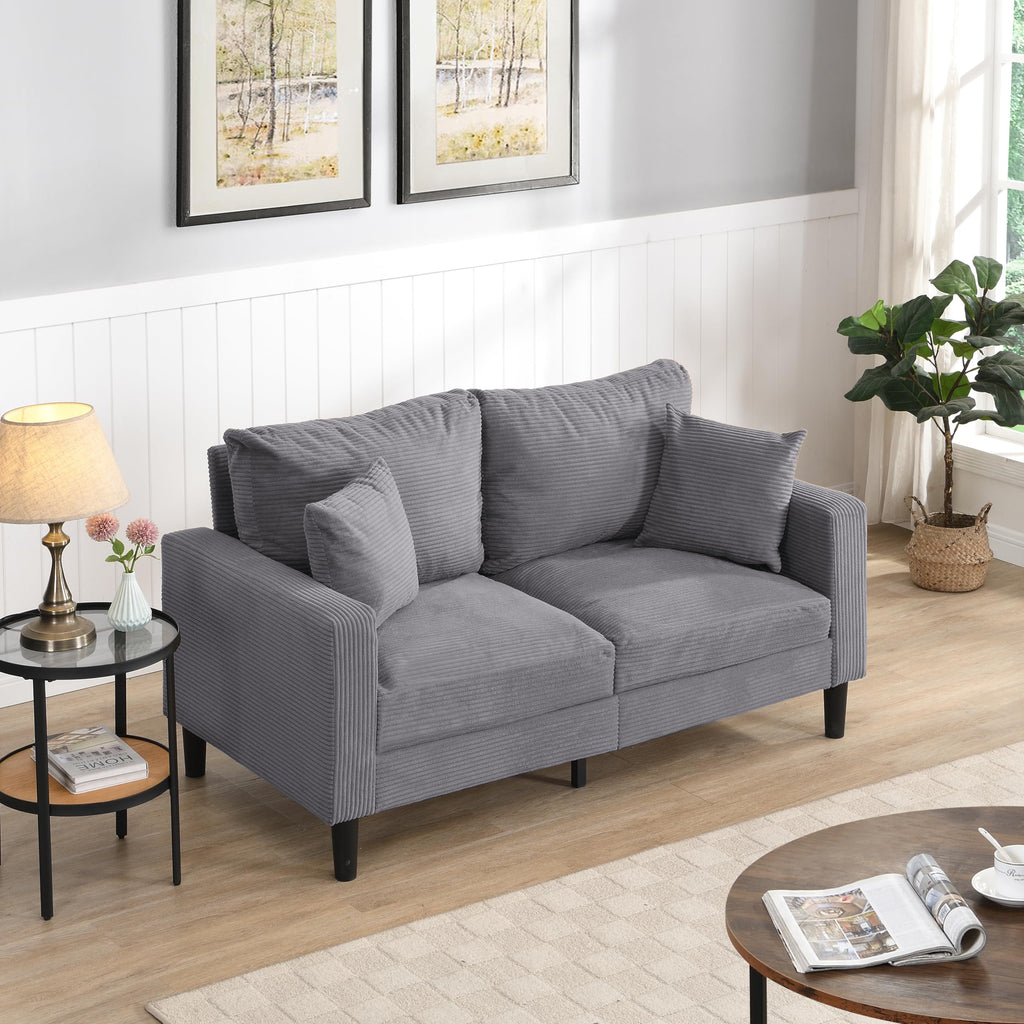 Light Gray 2-seat Upholstered Sofa with 2 Pillows V976