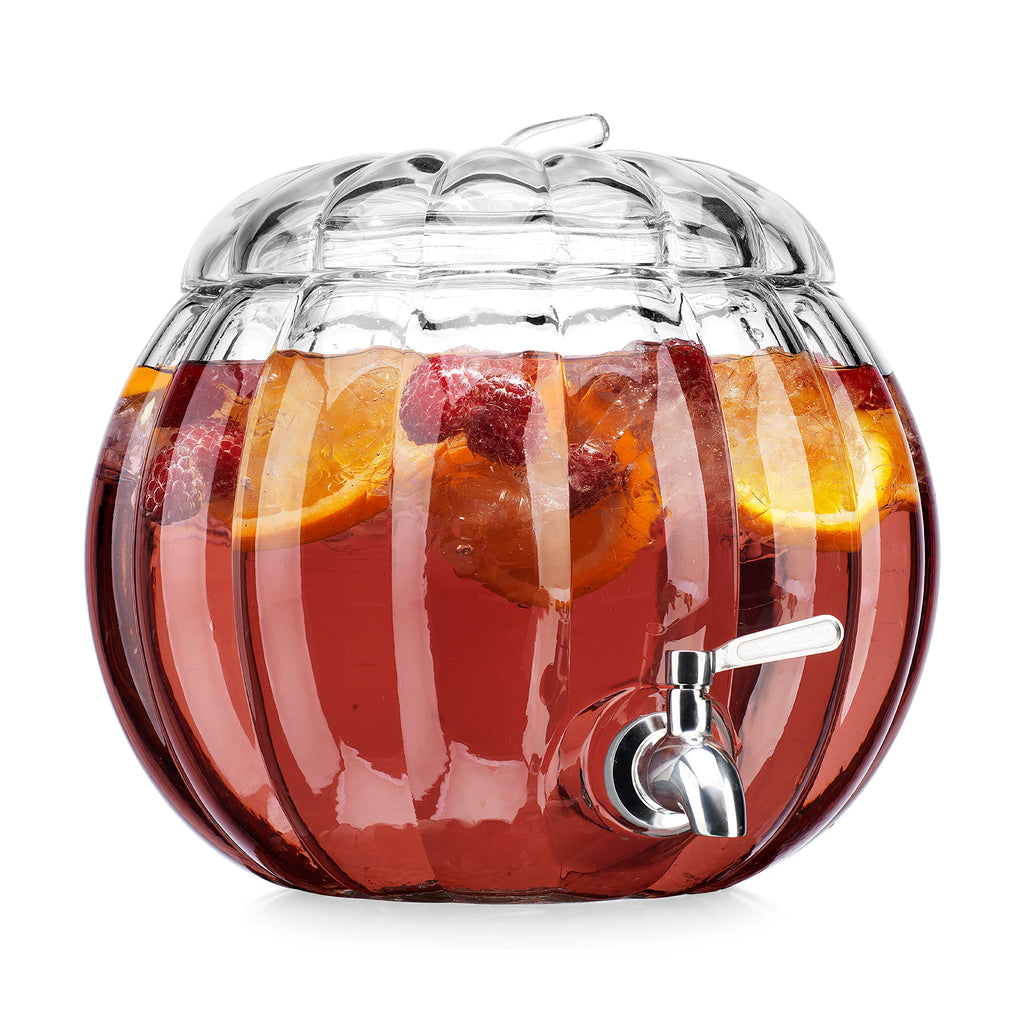 2.11 Gallon Clear Glass Beverage Dispenser with Stainless Steel Spigot W75635