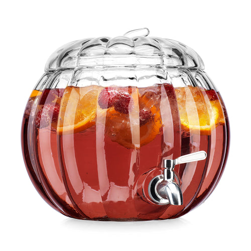 2.11 Gallon Clear Glass Beverage Dispenser with Stainless Steel Spigot W75635