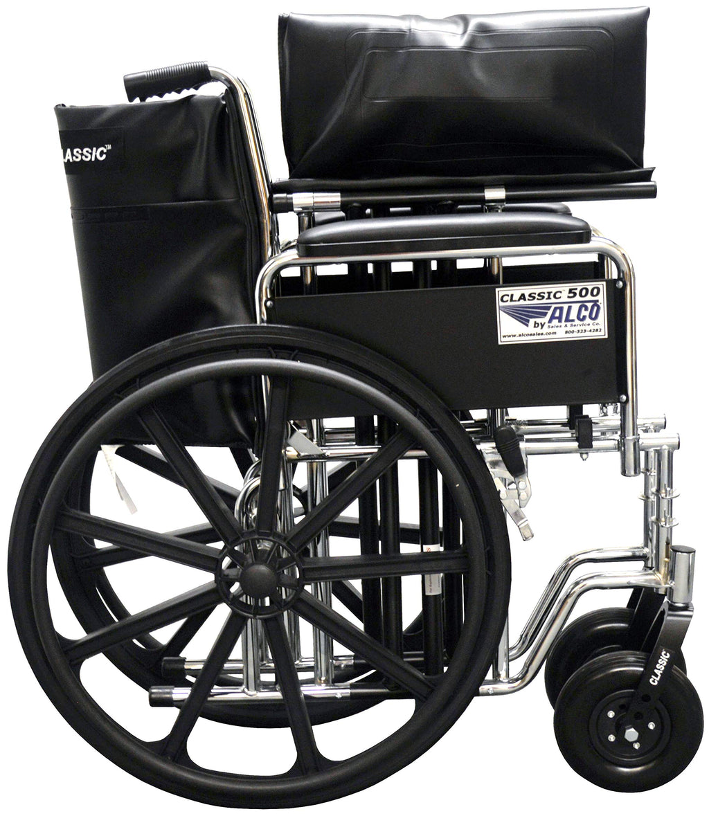 22" Heavy Duty Chrome Wheelchair with Removable Full Arms D718